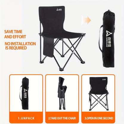 Portable Folding Steel Camping Chair with Backrest