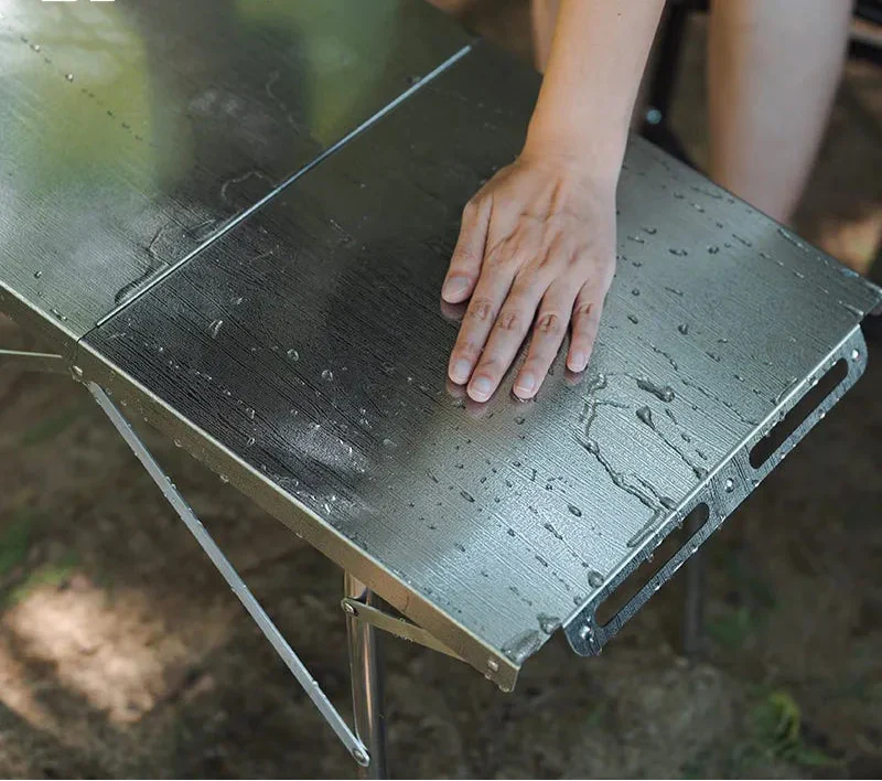 Stainless Steel Folding Camping Table Heat And Scratch Resistant Silver